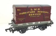 37433 MAINLINE 1 plank wagon in LMS grey livery 219215 with LMS Furniture Removal Service container   BOXED