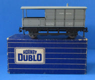 HD-32047 HORNBY DUBLO 14T Brake Van with chimney in BR Grey W68796 (tinplate) - BOXED