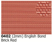 SP-402 SLATERS  English bond brick red  embossed sheet,  A4 sheet - N gauge