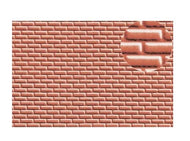 SP-0401 SLATERS  Red Brick Embossed Sheet, 605mm x 174mm double the length of a normal sized sheet perfect for retaining walls - OO gauge