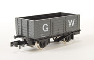 GF-2104 GRAHAM FARISH 6 Plank Open Wagon in GWR Dark Grey 102784, metal wheels - UNBOXED N Gauge