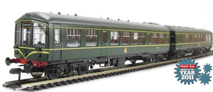 32-516-DCC BACHMANN Derby Lightweight 2 car DMU BR green with speed whiskers and working lights - DCC FITTED - BOXED