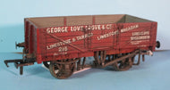 37-027A-P01 BACHMANN 5 plank wagon with steel floor in George Lovegrove & Co livery.- weathered - UNBOXED