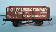 54382-6-K01 GMR (AIRFIX) GWR 7 Plank Open Wagon 425 "HIGHLEY MINING COMPANY LIMITED" - KADEE - UNBOXED