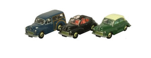 76SET07 OXFORD DIECAST Morris Minor 3 car set: Traveller, convertible (CLOSED) & Open top - BOXED, NO sleeve