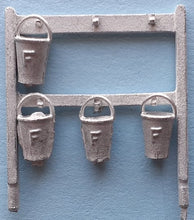 DA58 SPRINGSIDE  Fire Buckets and Stands (unpainted) - OO Gauge