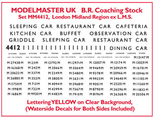 MM-4412C MODELMASTER Numbering & lettering for ex LMS coaches - cream