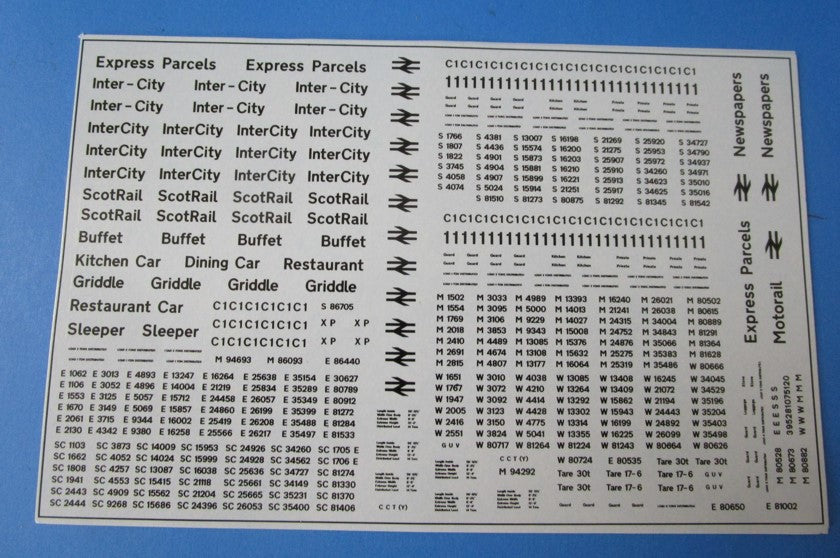 MM-BR203 MODELMASTER BR INTERCITY & REGIONAL RAILWAYS Coach lettering and numbers - black