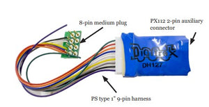 DH127PS Digitrax DCC Decoder, 8 Pin 1 Amp, 2 Amp peak plus 2 FX7 outputs