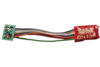 DN136PS Digitrax DCC Decoder, short harness and 8 Pin Plug, 1 Amp (1.5 Amps peak), fits N/OO/HO locos