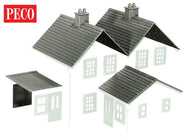 LK-79 PECO  Kit 2 (Felt type roofs, slate type roofs, notice boards, ridge tiles, chimney stack with pots) - OO Gauge