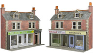 PO306 METCALFE Terraced Shop Fronts in low relief in red brick