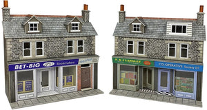 PO307 METCALFE Terraced Shop Fronts in low relief in stone
