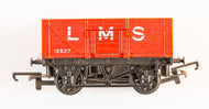 R112 HORNBY 7 plank open wagon 12527in L.M.S.  maroon - BOXED