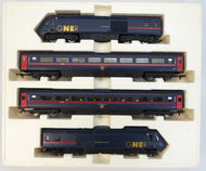 R2612 Hornby HST Inter city 125 GNER 4 car set - 43118 City of Kingston upon Hull, 43115 Aberdeenshire & 2 Mk3 coaches - UNBOXED - Pre-Owned