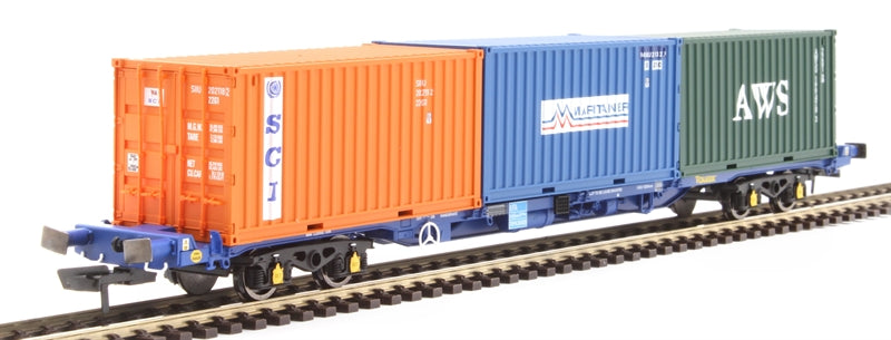 R60131 HORNBY KFA Container Wagon, three 20 foot containers: 