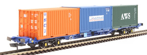 R60131 HORNBY KFA Container Wagon, three 20 foot containers: "TOUAX"