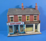 UB013 High Street Shops Brown's Bakery and Rodney The Braber in half relief