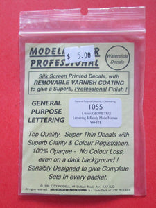 MM-1055 MODELMASTER 1.4 mm Geometrix lettering and ready made names white