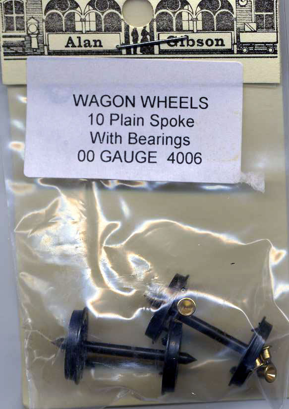 G4006 GIBSON  Wagon Wheels 12mm 10 plain spoke with bearings 1 pair (00 Gauge)