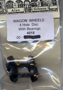 G4018 GIBSON Wagon Wheels 12 mm 4 hole disc with bearings 1 pair (00 Gauge)