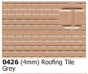 SP-0426 SLATERS  Roofing tile   grey embossed sheet,  A4 sheet - OO gauge