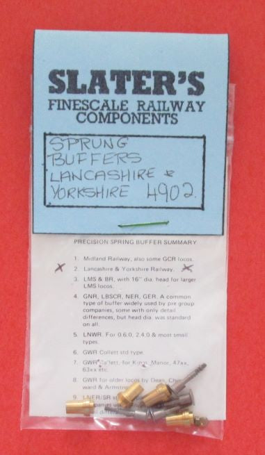 SP-4902 SLATERS P2 Lancashire and Yorkshire Sprung buffers (formerly Cavendish CP02) - OO Gauge