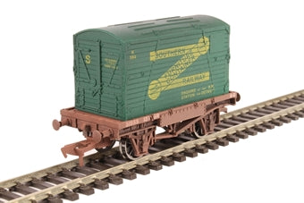 4F-037-006 DAPOL 4-wheel conflat wagon with container in Southern Railway livery - weathered
