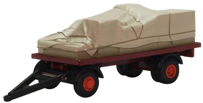 76CTR002 OXFORD DIECAST Canvassed Trailer Maroon and Red