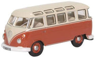 76VWS001 OXFORD DIECAST VW T1 Samba Bus - sealing wax red/beige grey