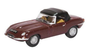 76ETYP012 OXFORD DIECAST Jaguar E Type soft top in imperial maroon
