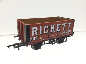 76MW7022 OXFORD RAIL 7 Plank Mineral Wagon - "Rickett" London - BOXED