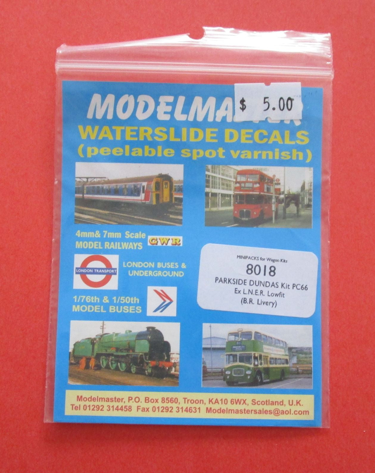MM-8018 MODELMASTER  Transfers for Parkside Dundas kit PC66 - ex LNER Lowfit wagon (BR livery)