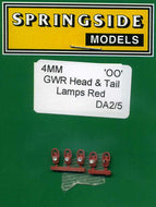 DA2 SPRINGSIDE  GWR Head & Tail Lamps Red pack of 5 - OO Gauge