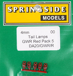 DA20 SPRINGSIDE  GWR/R - Red Tail Lamps GWR pack of 5 - OO Gauge