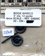 G4836C GIBSON  Gibson bogie wheels 3ft diameter 12 spoke (00 or EM Gauge)