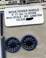 G4847NW GIBSON Bogie/Tender Wheels 3'11" diameter, 12 spoke 1 pair (00 Gauge)