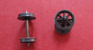 MRJ12/8So/b MARKITS 12mm 8 Spoke Wheels 26mm PP Axles Blackened Spokes - 2 sets of axles
