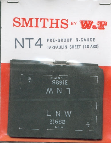 NT4 SMITHS (W&T) Pre grouping tarpaulin sheets pack of 10 assorted - N Gauge