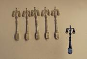 PW131 P&D MARSH  Ornate double headed electric lamps pack of 5 - OO Gauge - unpainted