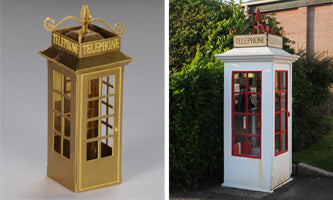 S24 SHIRE SCENES Early Telephone Kiosk - etched brass - OO Gauge
