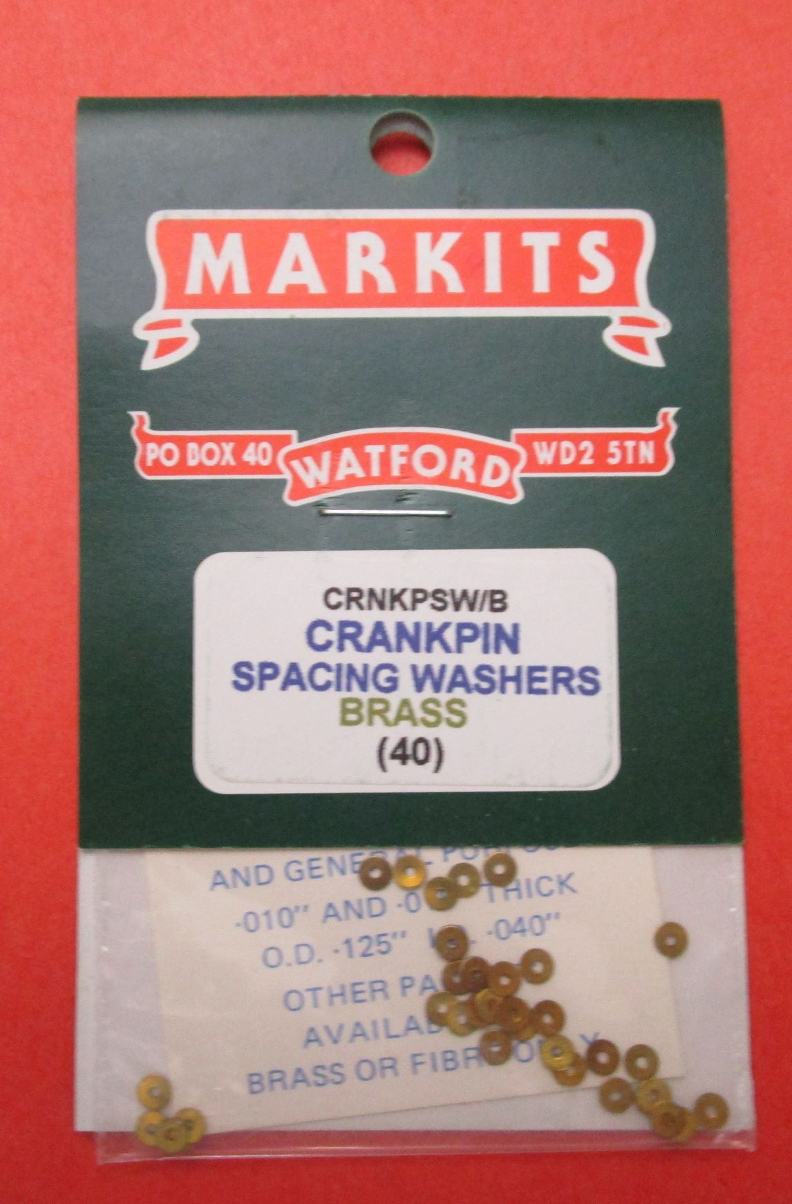 MCRNKPSWB MARKITS Spacing Washers for Crankpins Brass .010in and .015in OD .125in ID .040in - Pack of 40