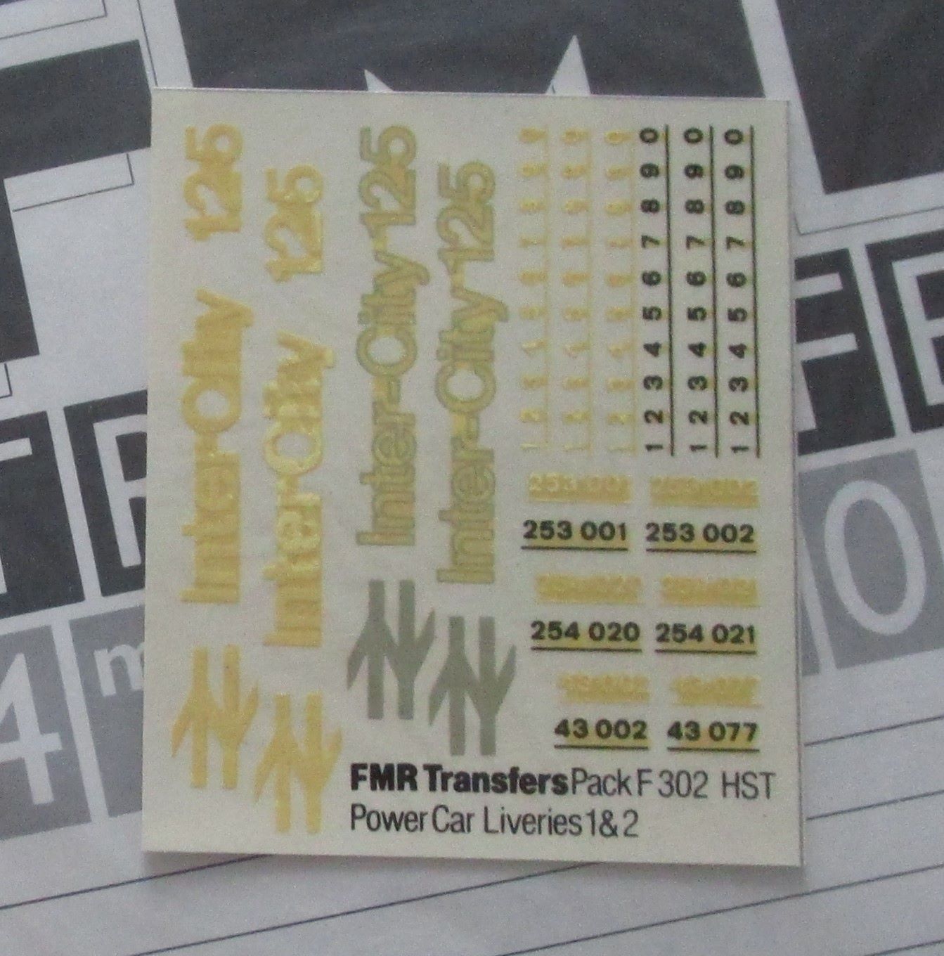 F302 FMR TRANSFERS HST Liveries 1&2: Power car logos, double arrows, numbers