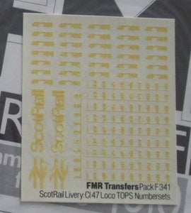 F341 FMR TRANSFERS ScotRail Livery: 47 loco TOPS numbersets