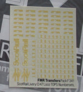 F341 FMR TRANSFERS ScotRail Livery: 47 loco TOPS numbersets