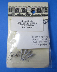 G4963 GIBSON Sprung Buffers GWR Wagon - pack of 4