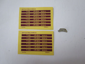 HB15 SMITHS (W&T) B.R. Self Adhesive coach and loco name boards "The Irish mail" - OO Gauge