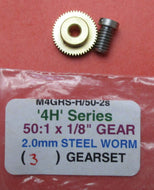 M4GRS-H/50-2s MARKITS Gearset 50:1 2.0mm Steel Worm 1/8in Brass Gear