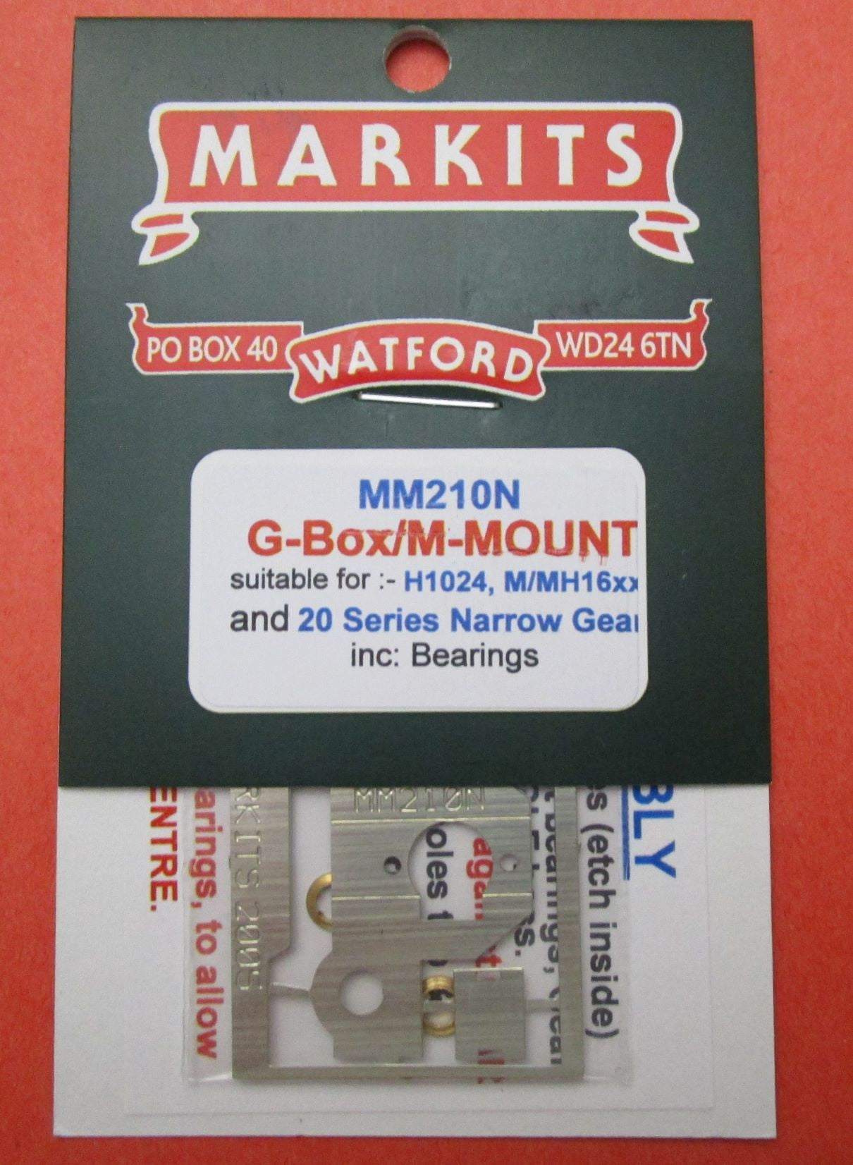 MM210n MARKITS Motor mount and bearings for H1024 Series 20 10mm Mounting Holes, NARROW 1/8in Axle