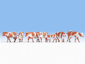 NOC-15726 NOCH Cows and calves - brown & white, pack of 7